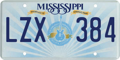 MS license plate LZX384
