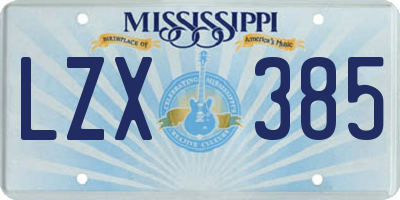 MS license plate LZX385