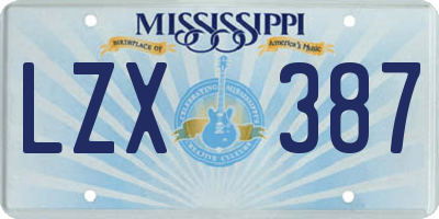 MS license plate LZX387