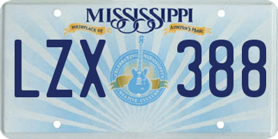 MS license plate LZX388