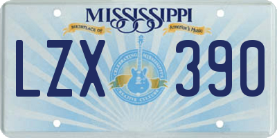 MS license plate LZX390