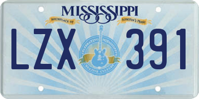 MS license plate LZX391