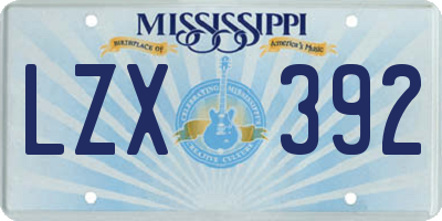 MS license plate LZX392