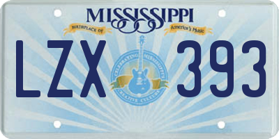 MS license plate LZX393