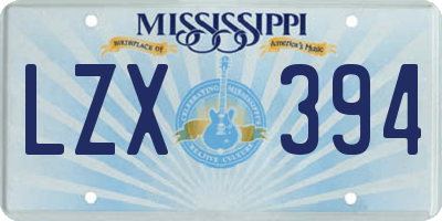 MS license plate LZX394