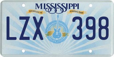 MS license plate LZX398