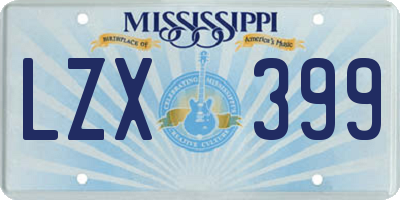 MS license plate LZX399