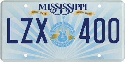 MS license plate LZX400