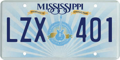 MS license plate LZX401