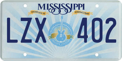 MS license plate LZX402