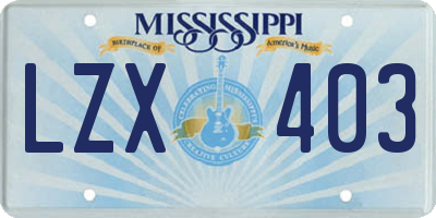 MS license plate LZX403