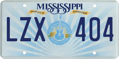 MS license plate LZX404