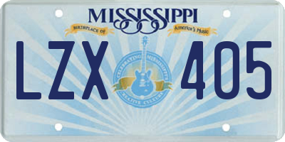 MS license plate LZX405
