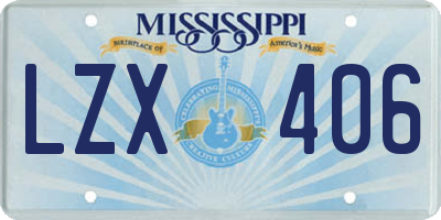 MS license plate LZX406