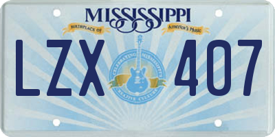 MS license plate LZX407