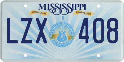 MS license plate LZX408