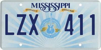 MS license plate LZX411