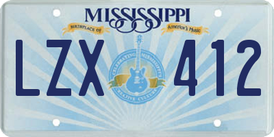 MS license plate LZX412
