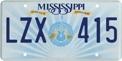 MS license plate LZX415