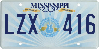 MS license plate LZX416