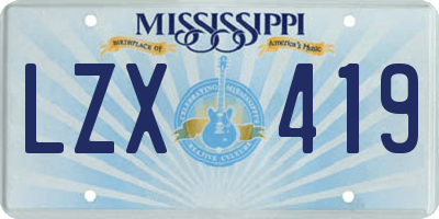 MS license plate LZX419