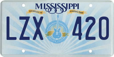 MS license plate LZX420
