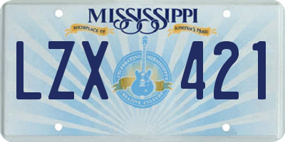 MS license plate LZX421