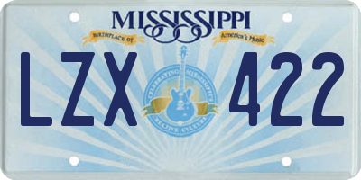 MS license plate LZX422