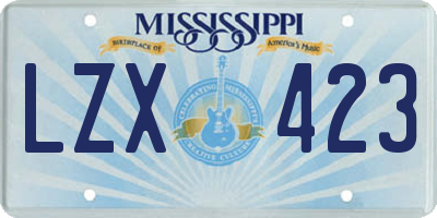 MS license plate LZX423