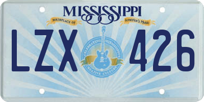 MS license plate LZX426
