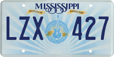 MS license plate LZX427