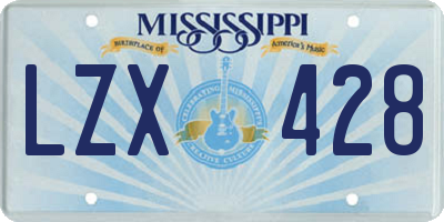 MS license plate LZX428