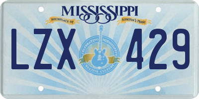 MS license plate LZX429