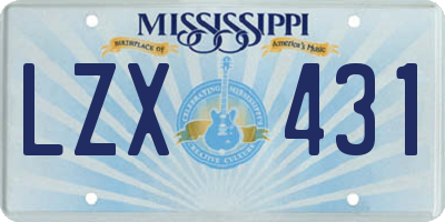 MS license plate LZX431