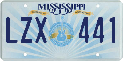 MS license plate LZX441