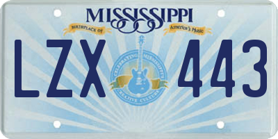 MS license plate LZX443