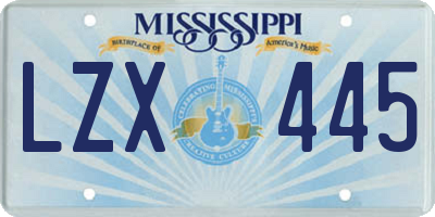 MS license plate LZX445
