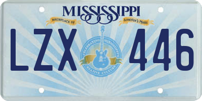 MS license plate LZX446