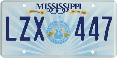 MS license plate LZX447