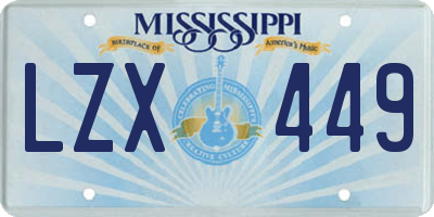 MS license plate LZX449