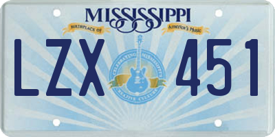 MS license plate LZX451