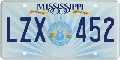 MS license plate LZX452