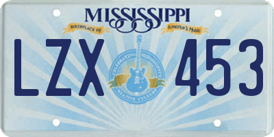 MS license plate LZX453