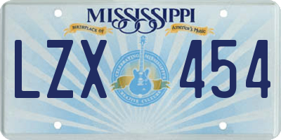 MS license plate LZX454