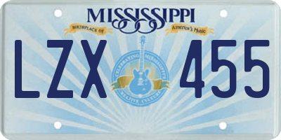 MS license plate LZX455