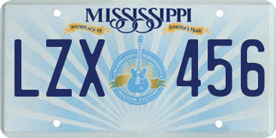 MS license plate LZX456