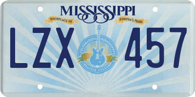 MS license plate LZX457