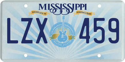 MS license plate LZX459