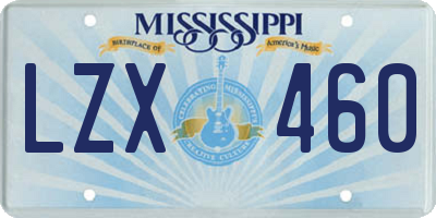 MS license plate LZX460