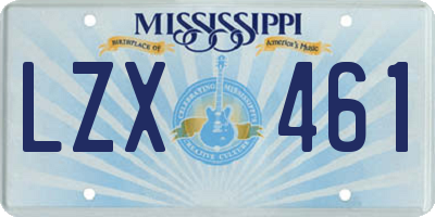 MS license plate LZX461